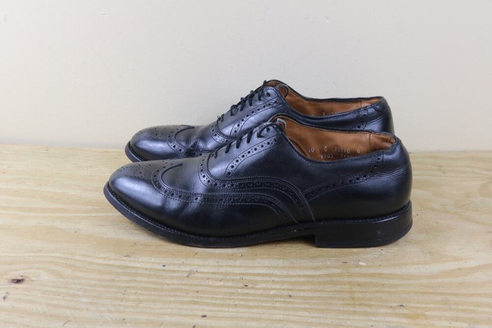 Allen Edmonds Shoes Mens 10E Black Leather Chester Oxfords USA